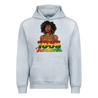Heather Grey 1865 juneteenth with afro black woman Urban Hoodie - texasbilliewilder