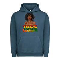 Pigment Midnight Navy 1865 juneteenth with afro black woman Urban Hoodie - texasbilliewilder
