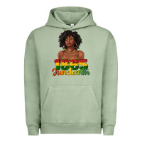 Pigment Oil Green 1865 juneteenth with afro black woman Urban Hoodie - texasbilliewilder
