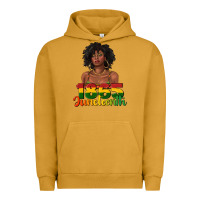 Pigment Peanut Butter 1865 juneteenth with afro black woman Urban Hoodie - texasbilliewilder