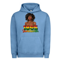 Pigment Pebble Blue 1865 juneteenth with afro black woman Urban Hoodie - texasbilliewilder
