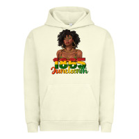 Pigment Pistachio 1865 juneteenth with afro black woman Urban Hoodie - texasbilliewilder