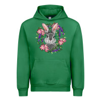 Emerald Easter Bunny With Floral Wreath Urban Hoodie - RanaPortraitStore