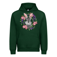 Forest Green Easter Bunny With Floral Wreath Urban Hoodie - RanaPortraitStore