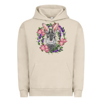 Pigment French Oak Easter Bunny With Floral Wreath Urban Hoodie - RanaPortraitStore