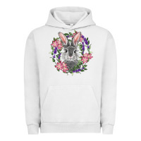 Pigment Lunar Rock Easter Bunny With Floral Wreath Urban Hoodie - RanaPortraitStore