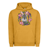 Pigment Peanut Butter Easter Bunny With Floral Wreath Urban Hoodie - RanaPortraitStore