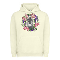 Pigment Pistachio Easter Bunny With Floral Wreath Urban Hoodie - RanaPortraitStore