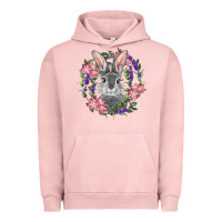 Pigment Salmon Easter Bunny With Floral Wreath Urban Hoodie - RanaPortraitStore