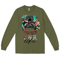 Army Green nurse cna life messy bun Long Sleeve Tee - BarkalooDesign