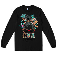 Black nurse cna life messy bun Long Sleeve Tee - BarkalooDesign