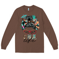 Chestnut nurse cna life messy bun Long Sleeve Tee - BarkalooDesign