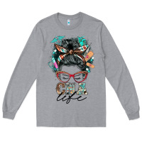Heather Grey nurse cna life messy bun Long Sleeve Tee - BarkalooDesign