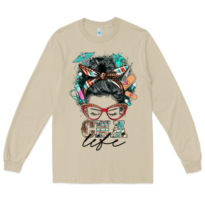 Nurse Cna Life Messy Bun Long Sleeve Tee by BarkalooDesign | Teevron