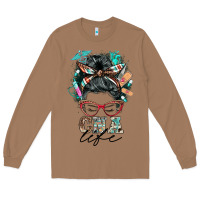 Toasted Coconut nurse cna life messy bun Long Sleeve Tee - BarkalooDesign