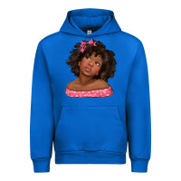 Cobalt afro black girlchild kiss with bow Urban Hoodie - texasbilliewilder