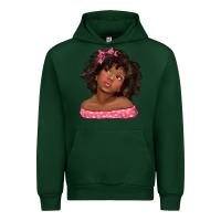 Forest Green afro black girlchild kiss with bow Urban Hoodie - texasbilliewilder