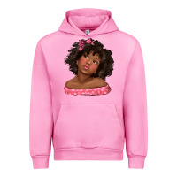 Fuchsia Pink afro black girlchild kiss with bow Urban Hoodie - texasbilliewilder
