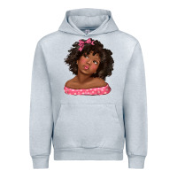 Heather Grey afro black girlchild kiss with bow Urban Hoodie - texasbilliewilder