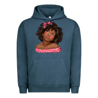 Pigment Midnight Navy afro black girlchild kiss with bow Urban Hoodie - texasbilliewilder