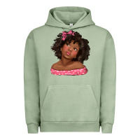 Pigment Oil Green afro black girlchild kiss with bow Urban Hoodie - texasbilliewilder