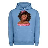 Pigment Pebble Blue afro black girlchild kiss with bow Urban Hoodie - texasbilliewilder