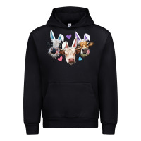 Black Easter Cows With Bunny Ears Urban Hoodie - RanaPortraitStore