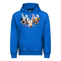 Cobalt Easter Cows With Bunny Ears Urban Hoodie - RanaPortraitStore