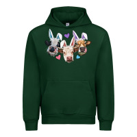 Foreset Green Easter Cows With Bunny Ears Urban Hoodie - RanaPortraitStore