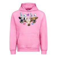 Fuchsia Pink Easter Cows With Bunny Ears Urban Hoodie - RanaPortraitStore