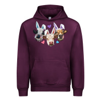 Mauve Wine Easter Cows With Bunny Ears Urban Hoodie - RanaPortraitStore