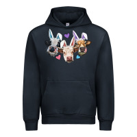 Navy Easter Cows With Bunny Ears Urban Hoodie - RanaPortraitStore