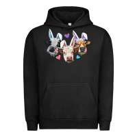 Pigment Black Easter Cows With Bunny Ears Urban Hoodie - RanaPortraitStore