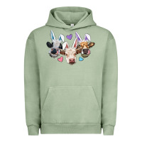 Pigment Oil Green Easter Cows With Bunny Ears Urban Hoodie - RanaPortraitStore