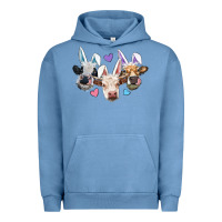 Pigment Pebble Blue Easter Cows With Bunny Ears Urban Hoodie - RanaPortraitStore