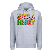 Heather Grey teaching is a work of heart tbw Premium Hoodie - texasbilliewilder