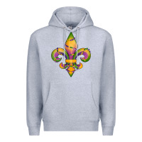 Heather Grey mardi gras fleur de lis Premium Hoodie - RanaPortraitStore