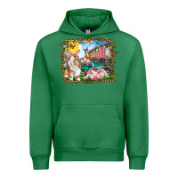 Emerald Easter Farm Bunny And Pig Urban Hoodie - RanaPortraitStore