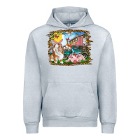 Heather Grey Easter Farm Bunny And Pig Urban Hoodie - RanaPortraitStore
