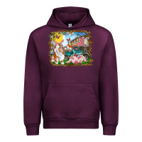Mauve Wine Easter Farm Bunny And Pig Urban Hoodie - RanaPortraitStore