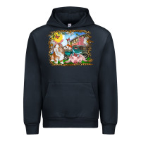 Navy Easter Farm Bunny And Pig Urban Hoodie - RanaPortraitStore