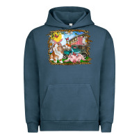 Pigment Midnight Navy Easter Farm Bunny And Pig Urban Hoodie - RanaPortraitStore