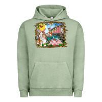 Pigment Oil Green Easter Farm Bunny And Pig Urban Hoodie - RanaPortraitStore