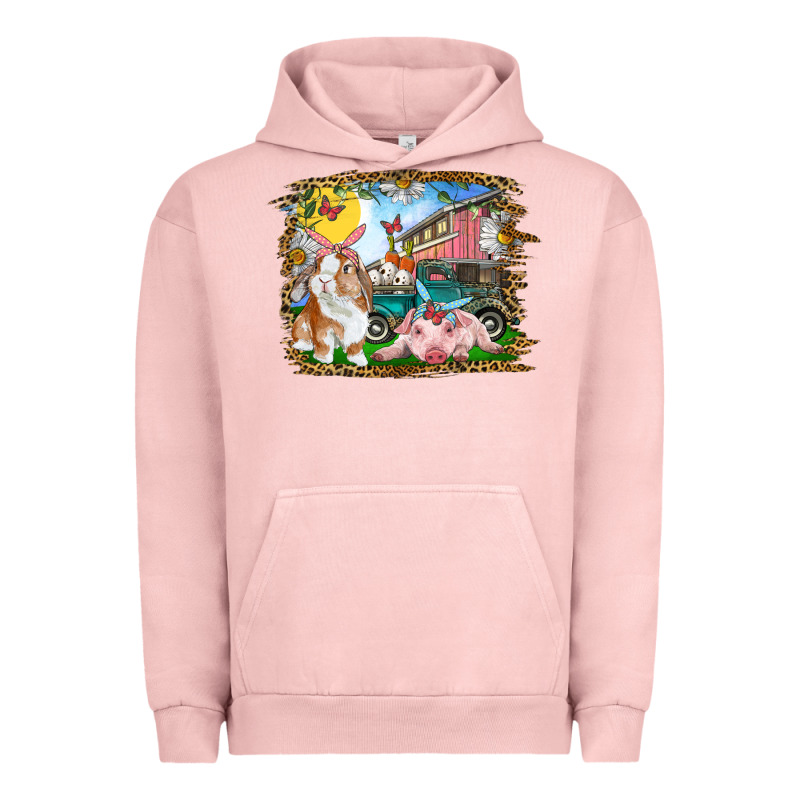 Easter Farm Bunny And Pig Urban Hoodie by RanaPortraitStore | Teevron