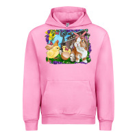 Fuchsia Pink Easter Farm Chicks And Bunny Urban Hoodie - RanaPortraitStore