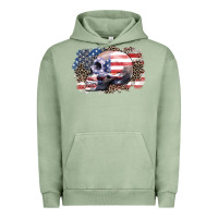 Pigment Oil Green american skull Urban Hoodie - Zillion Design Studio