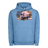 Pigment Pebble Blue american skull Urban Hoodie - Zillion Design Studio