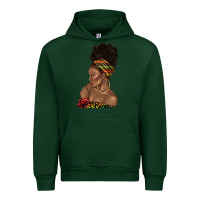 Forest Green afro black woman profile juneteenth Urban Hoodie - texasbilliewilder