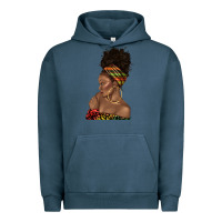 Pigment Midnight Navy afro black woman profile juneteenth Urban Hoodie - texasbilliewilder