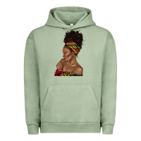 Pigment Oil Green afro black woman profile juneteenth Urban Hoodie - texasbilliewilder